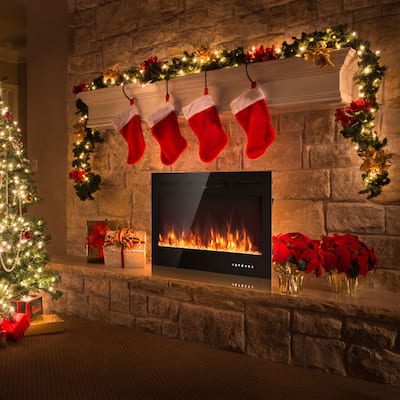 40" Electric Fireplace Heater In-Wall recessed&Wall Mounted 750W/1500W