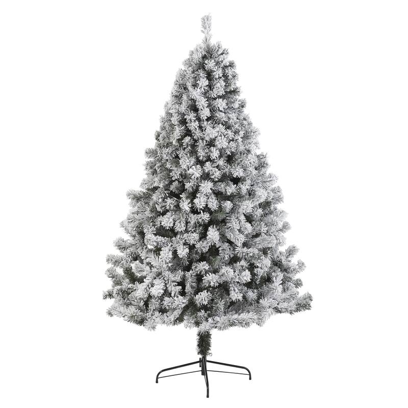 7' West Virginia Fir Flocked Artificial Christmas Tree, Unlit - 7 Foot