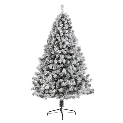 7' West Virginia Fir Flocked Artificial Christmas Tree, Unlit - 7 Foot