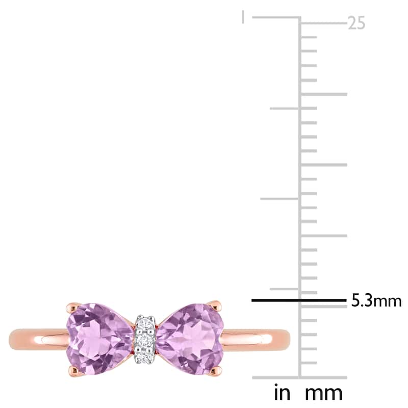 Miadora 4/5ct TGW Amethyst and Diamond Accent Bow Ring in 10k Rose Gold