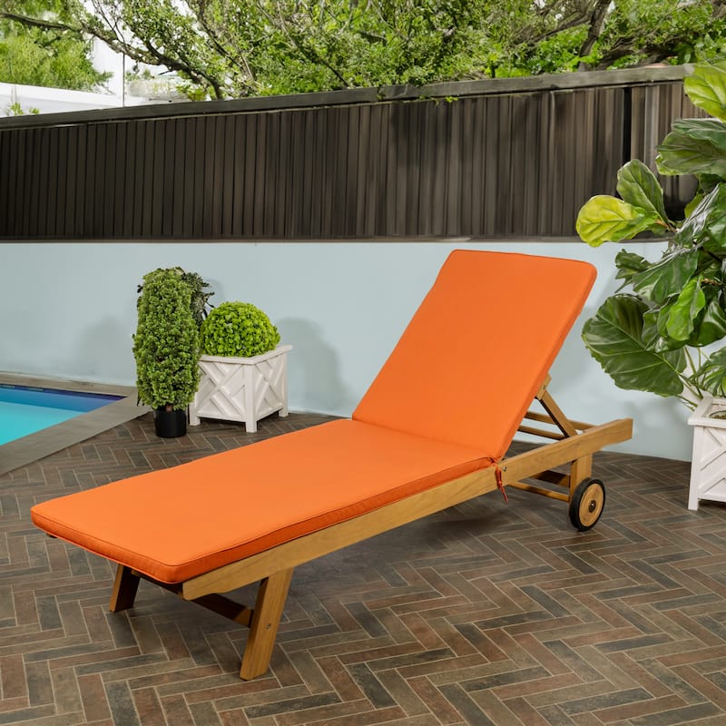 Adjustable Outdoor Chaise Lounge w/ Cushion & Wheels - JONATHAN Y