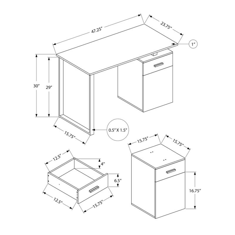 Modern Contemporary 48"L Computer Desk, with 1 Storage Drawers, Sturdy U-shaped Metal Leg, for Home Office