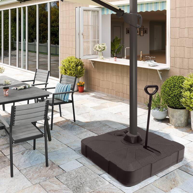 Pellebant Outdoor Patio 350LBS Cantilever Umbrella Base with Wheels and Rod