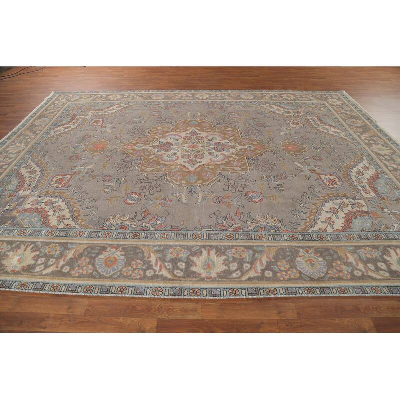 Tabriz Persian Vintage Area Rug Handmade Traditional Wool Carpet - 9'3"x 12'5"