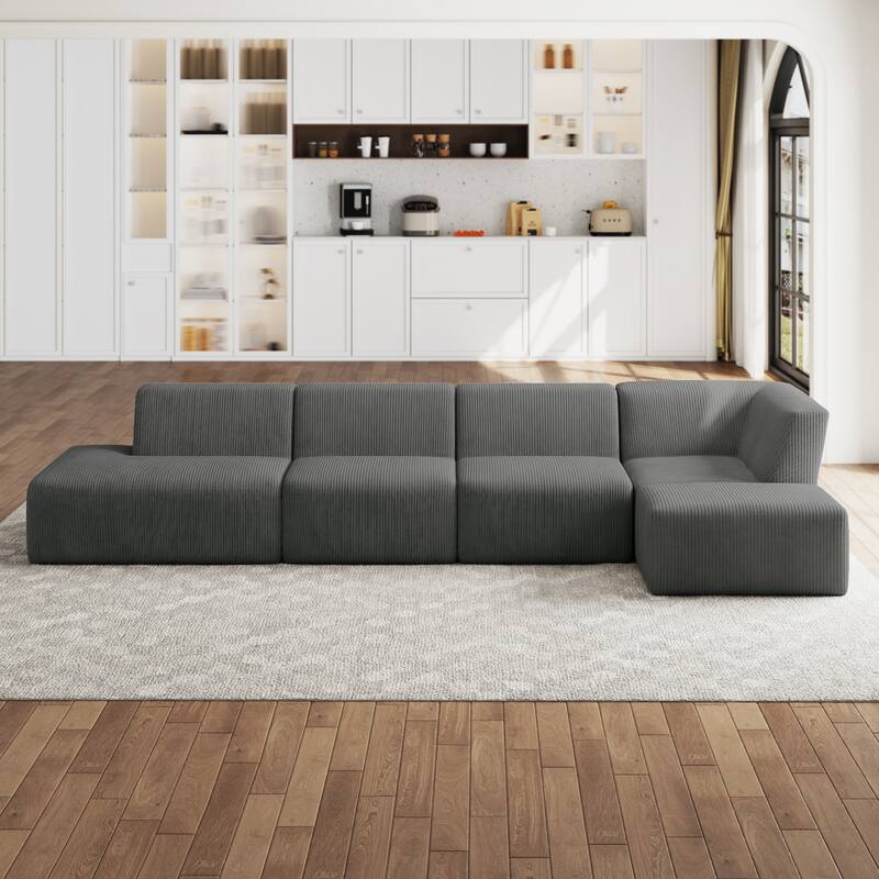 Oversized Corduroy Modular Sectional Fabric Sofa Set