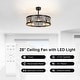 preview thumbnail 60 of 105, Caged Ceiling Fan with Light and Remote, 11.8–28 Inch Low Profile Fandelier, 6-Speed Quiet DC Motor, Black/Satin Nickel