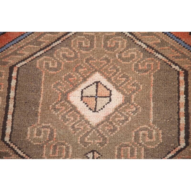 Hand Knotted Oriental 100% Wool Carpet Traditional Tribal Coral Hamedan Runner Rug - 13' 2'' X 3' 5''