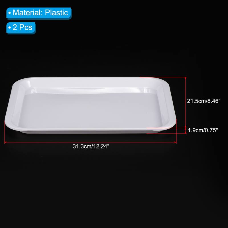 Fast Food Tray, 2 Pack Plastic Serving Tray Reusable Rectangle Tray - White - 12.2x8.5"