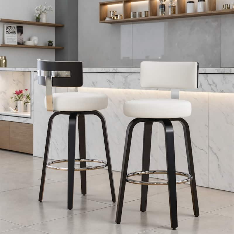 Upholstered Swivel Counter/ Bar Stools with T-Shaped Backrest