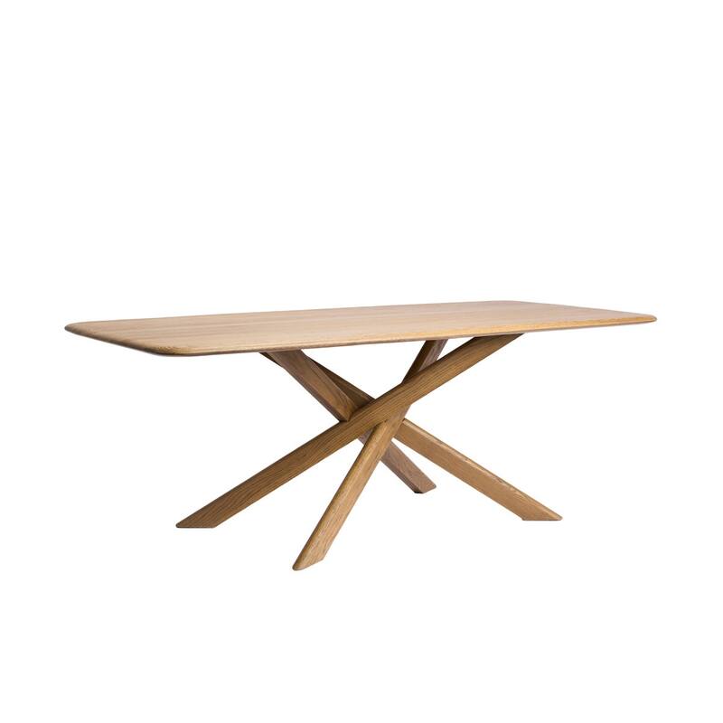 Studio London Cruz Solid Oak Effect Dining Table with Crisscross Base