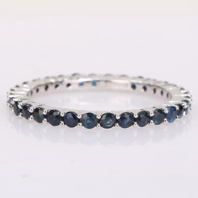 Miadora 14k White Gold Sapphire Stackable Eternity Band Ring