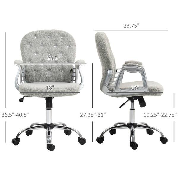 Teddy Fleece Home Office Chair, Upholstered Vanity Chair with Armrests, Swivel Rolling Chair with Adjustable Height - N/A