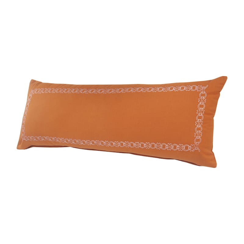 HomeRoots 14" X 36" Orange And Dark Orange 100% Cotton Geometric Zippered Pillow
