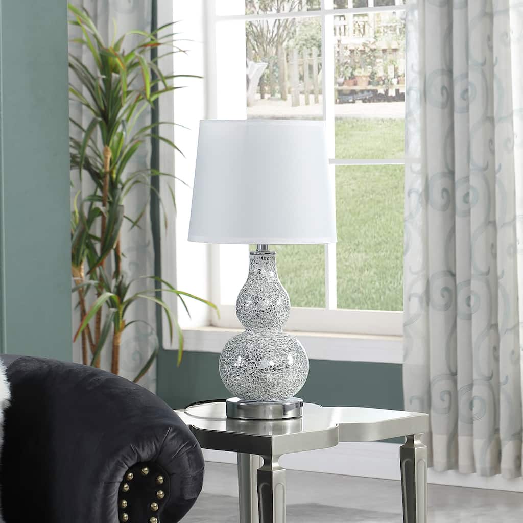 19.5 In. Mirror Glass Mosaic Silver Polyresin Table Lamp