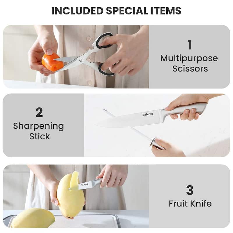 Velaze Aperol 8 pcs Knife Block Set with Storage