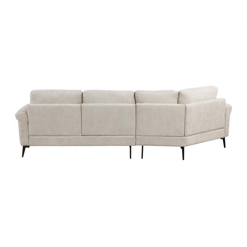 111" Chenille 3-seater Curved Sofa with Two Pillows, Beige