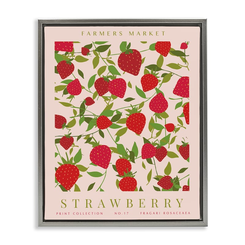 Stupell Strawberry Gallery Print Framed Floater Canvas Wall Art Design By Kamdon Kreations - 25 x 31 - Grey