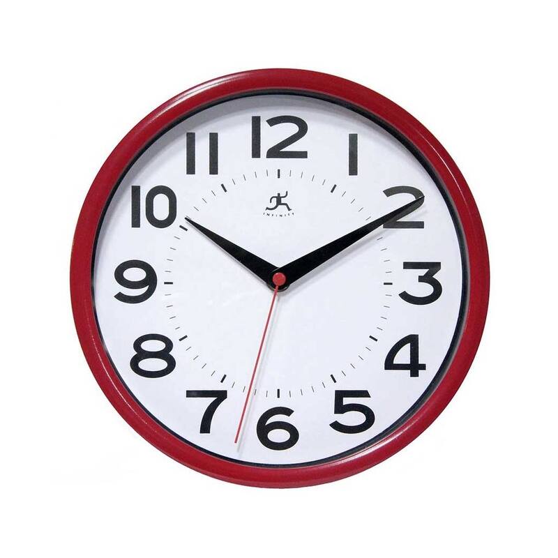 Infinity Instruments Metro Wall Clock, 9 Inch - 9 x 1.5 x 9 - Red