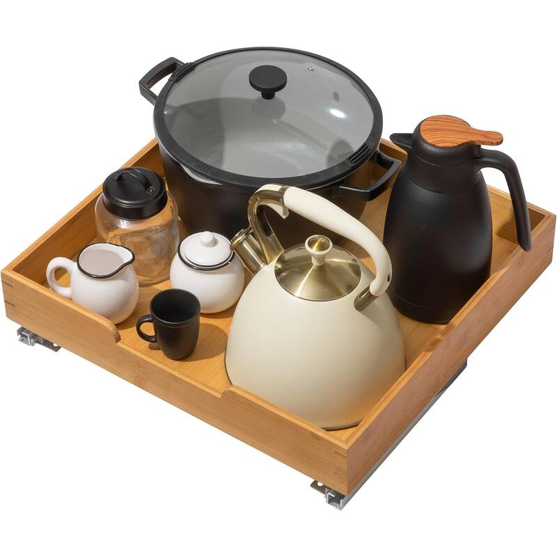 Hold N' Storage Bamboo Wooden Pull out Cabinet Organizer - Requires At Least a 21"D Cabinet Opening - 22" W x 21" D