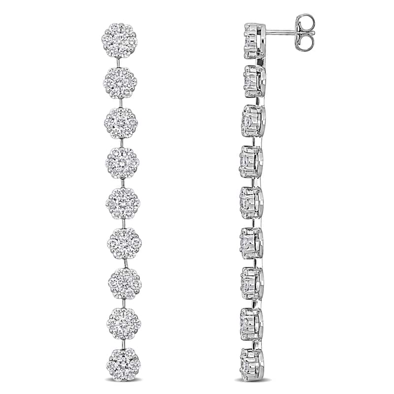 Miadora 3 1/4ct TDW Diamond Linear Drop Earrings in 18k White Gold