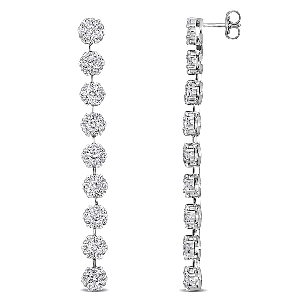 Miadora 3 1/4ct TDW Diamond Linear Drop Earrings in 18k White Gold