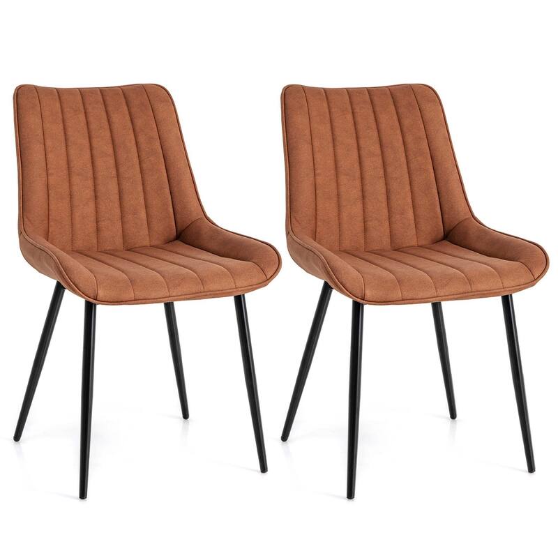 Costway Dining Chair Set of 2 Upholstered Leisure Chairs with Metal - See Details