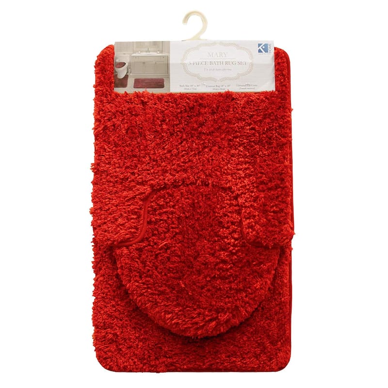 Queen Mary 3 Piece Bathroom Rug Set, Luxury Soft Plush Bath Mat, Contour Rug, Lid Cover, Non-Slip