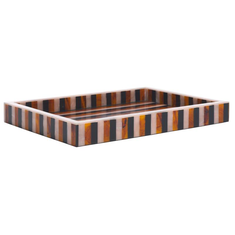 SAFAVIEH Home Ina Black/Brown Resin 14.2"W x 10"D x 1.5"H Rectangle Tray
