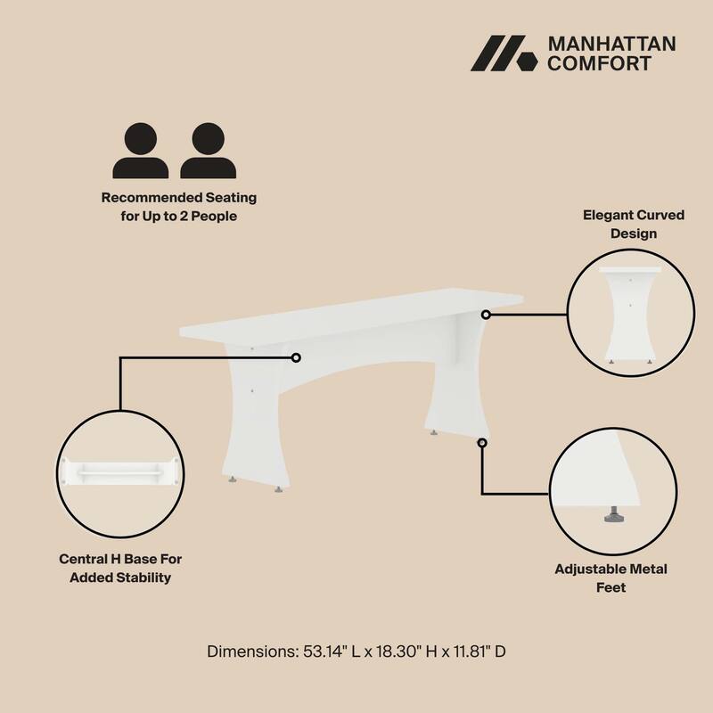 Manhattan Comfort Coney Mid-Century Modern Dining Bench Set of 2