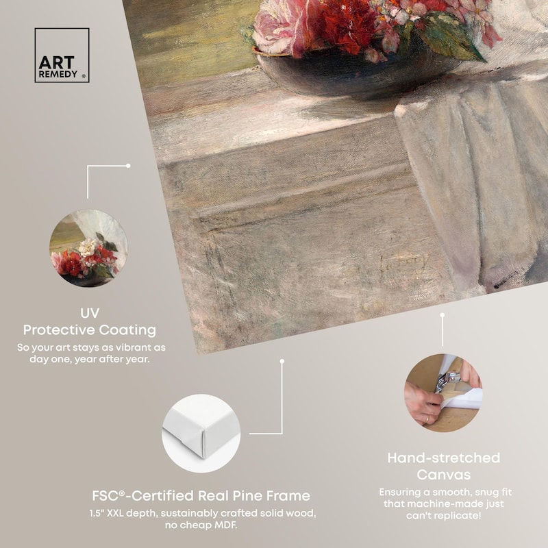 Flowers on a Window 1861 Canvas by Art Remedy, Gallery Wrapped