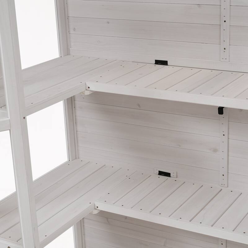78" Wooden Walk-In Outdoor Greenhouse with Skylights & Folding Shelves
