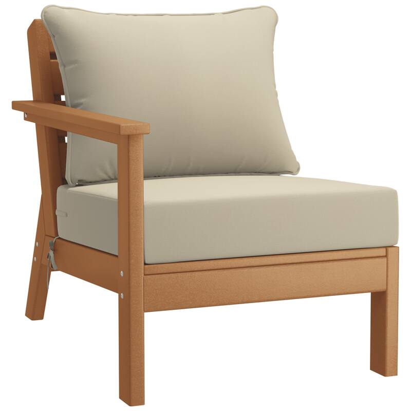 Birchwood All Weather HDPE Outdoor Patio Teak Deep Seating Conversation Set (6-Piece Set)