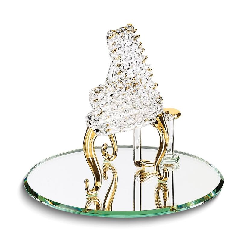 Curata Baby Grand Piano Handcrafted Glass Figurine with 22k Gold Trim