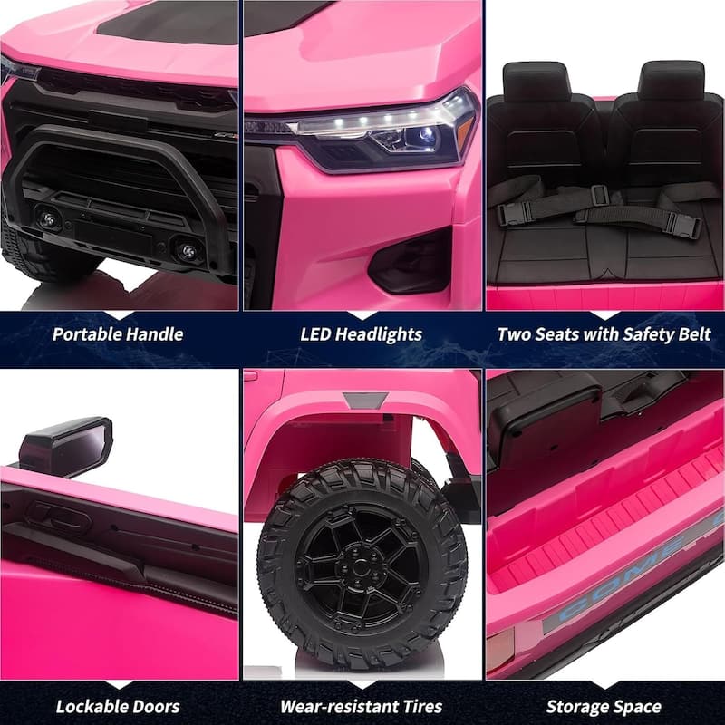 24V 2 Seater Kids Electric Vehicles, Ride On Truck for Kids Best Gifts, Pink