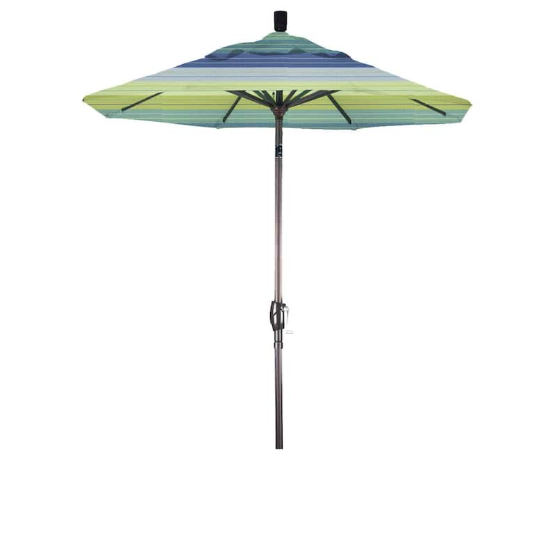 California Umbrella 6' Rd. Aluminum Patio Umbrella, Crank Lift, Push Button Tilt, Sunbrella fabric, Bronze Finish