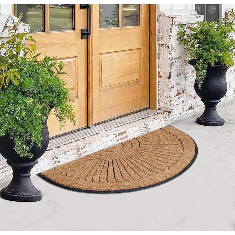 A1HC Unique Sunburst Tapered Edge Rubber Coir Doormat