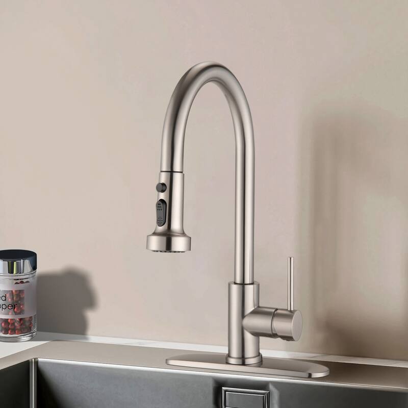Topcraft Pull Down Single Handle Kitchen Faucet with Baseplate