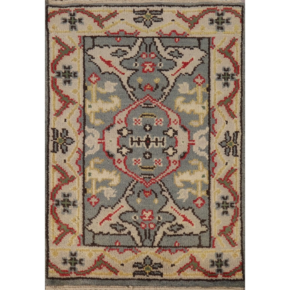 Geometric Oushak Foyer Rug Handmade Oriental Wool Carpet - 2'0"x 3'0"