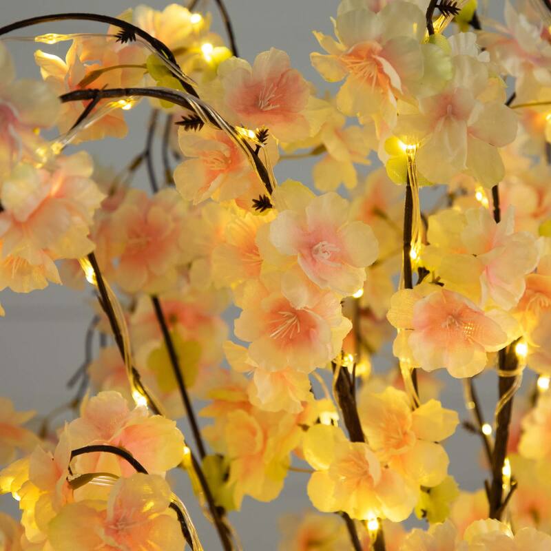 Pre-Lit Cascading Cherry Blossom Artificial Tree - 5' - Warm White LED Lights