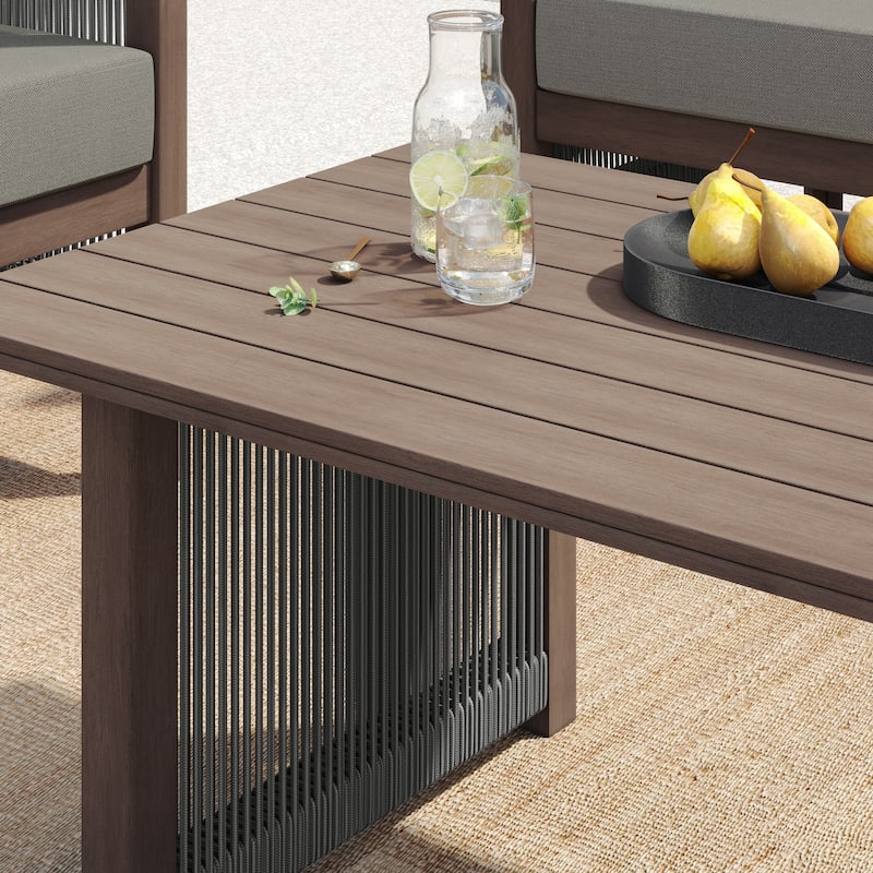 Corvus Iona 4-piece Patio Eucalyptus Wood and Rope Sofa Seating Set with Sunbrella Fabric