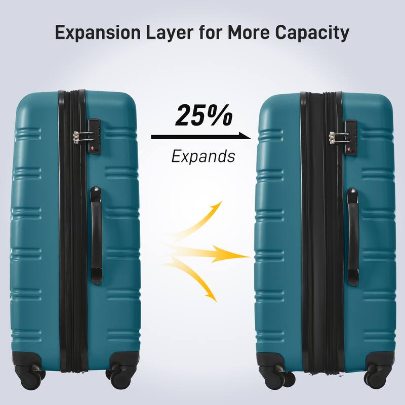 4-Piece Modern Luggage Sets, Lightweight Luggage with 360° Swivel Wheels and TSA Lock, for Boarding Travel, Blue