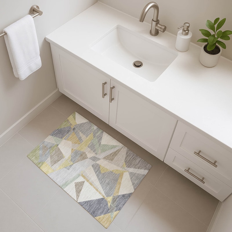 Premium Washable Super Soft Abstract Geo Mayfield Rug - Pewter - 1'8" x 2'6"