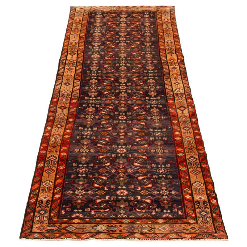 ECARPETGALLERY Hand-knotted Andelz Dark Navy Wool Rug - 3'4 x 11'0