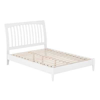 AFI, Orleans Full Solid Wood Low Profile Sleigh Platform Bed, White