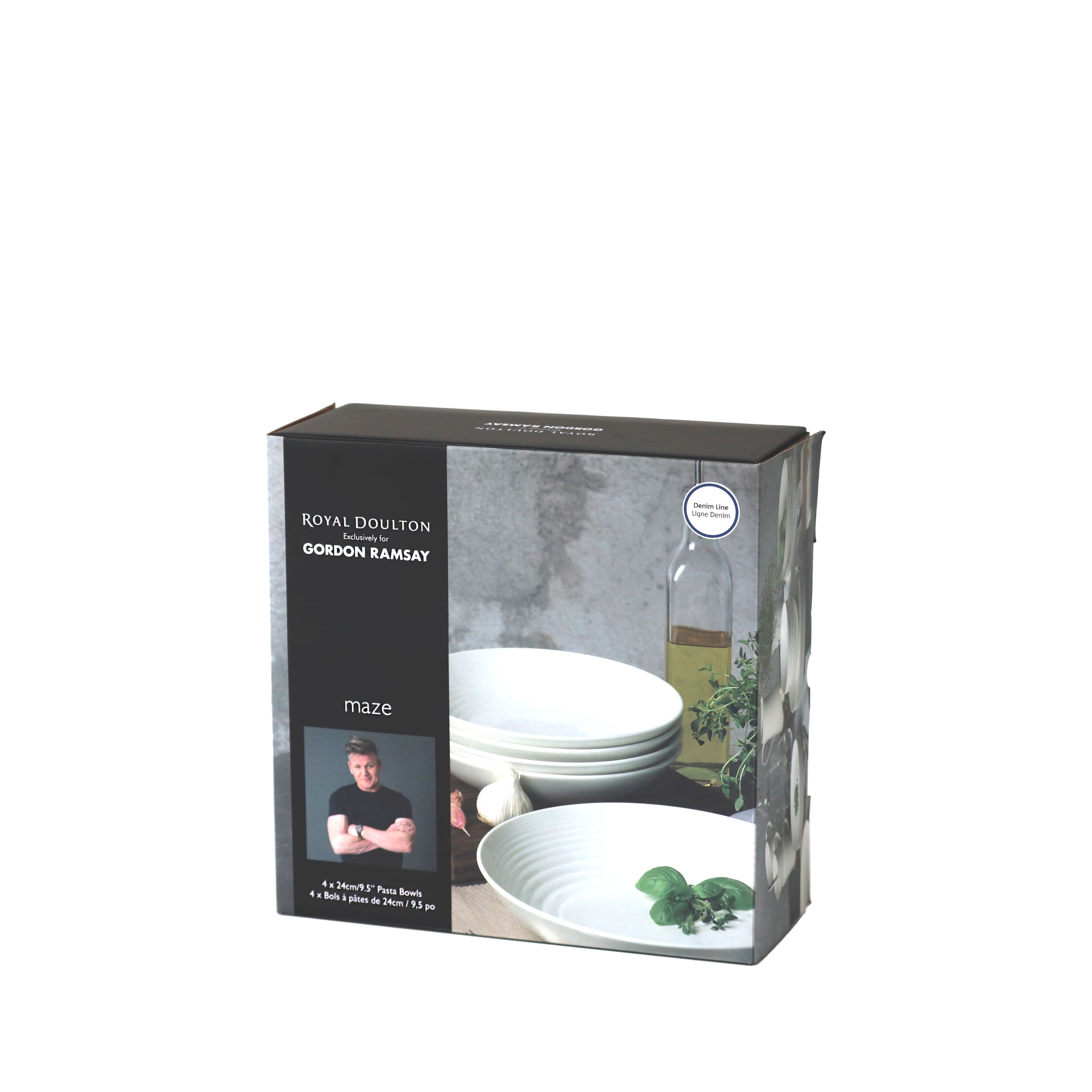Royal Doulton Gordon Ramsay Maze Denim Line Pasta Bowl 9.5in, Set of 4