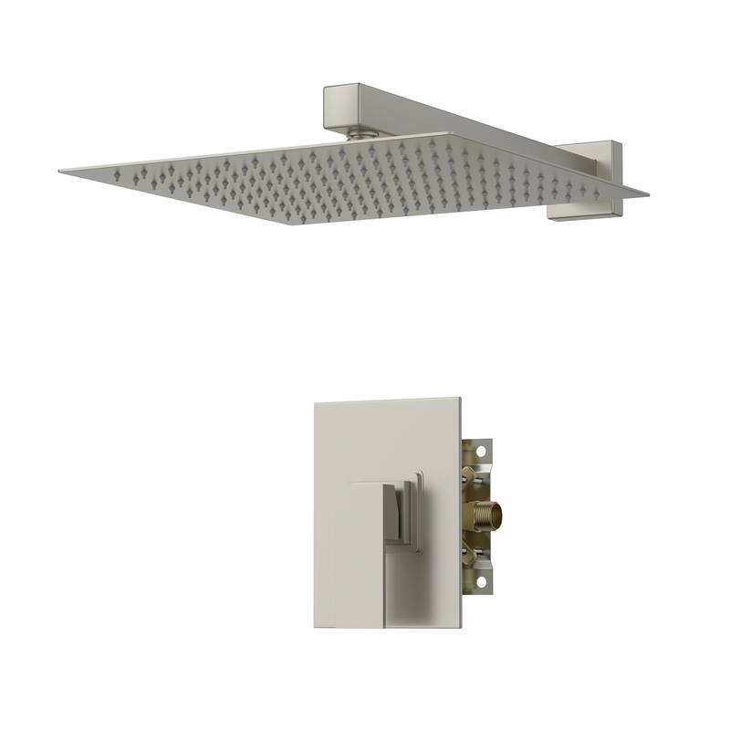 Topcraft 10-inch Wall Mount Square Shower System with Rough-in Valve - 10*10 - Brushed Nickel