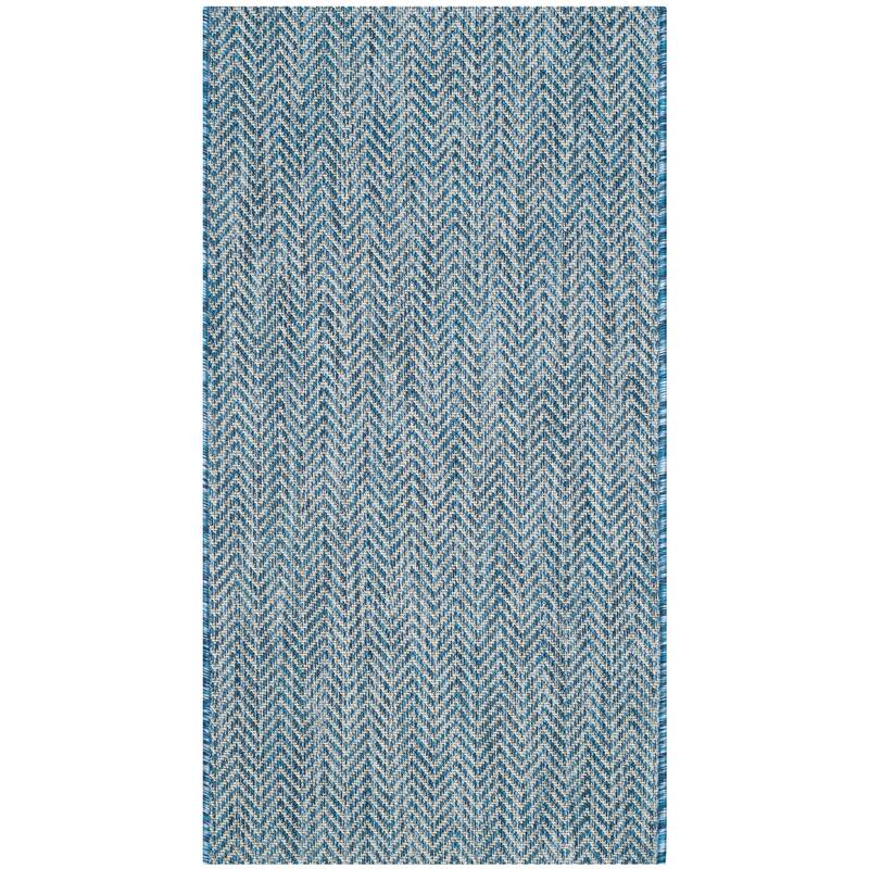SAFAVIEH Courtyard Ilmur Indoor/ Outdoor Waterproof Patio Backyard Rug - 2'3" x 5' - Navy/Grey