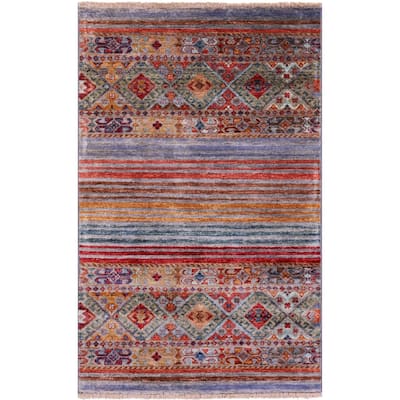 Golden Nile Khorjin Persian Gabbeh Handmade Wool Rug - 2' 7" X 4' 2"