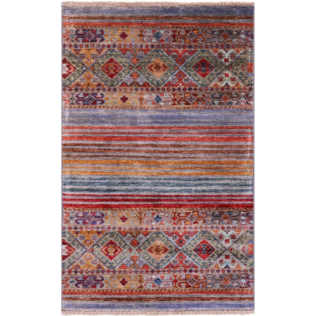 Golden Nile Khorjin Persian Gabbeh Handmade Wool Rug - 2' 7" X 4' 2"