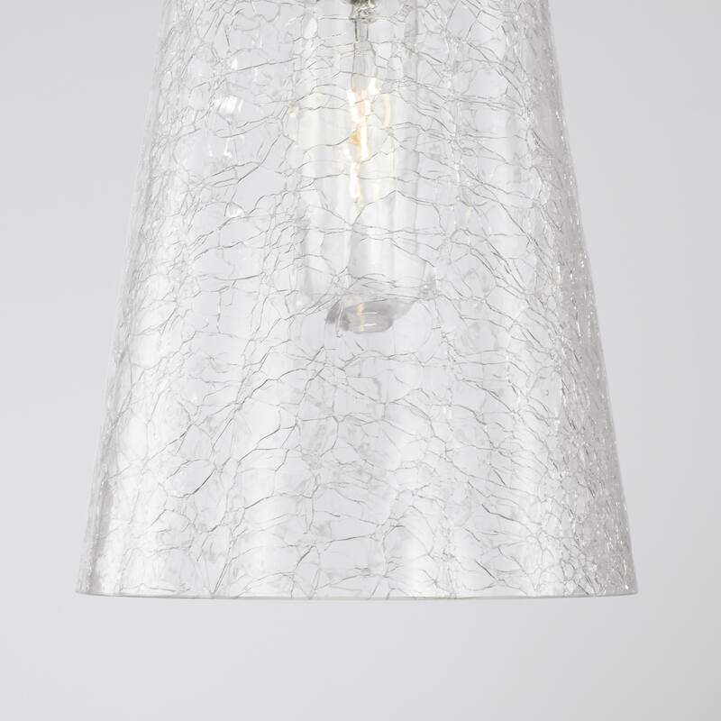 6" 1-light Pendant w/ Clear Half-Crackle Tapered Glass